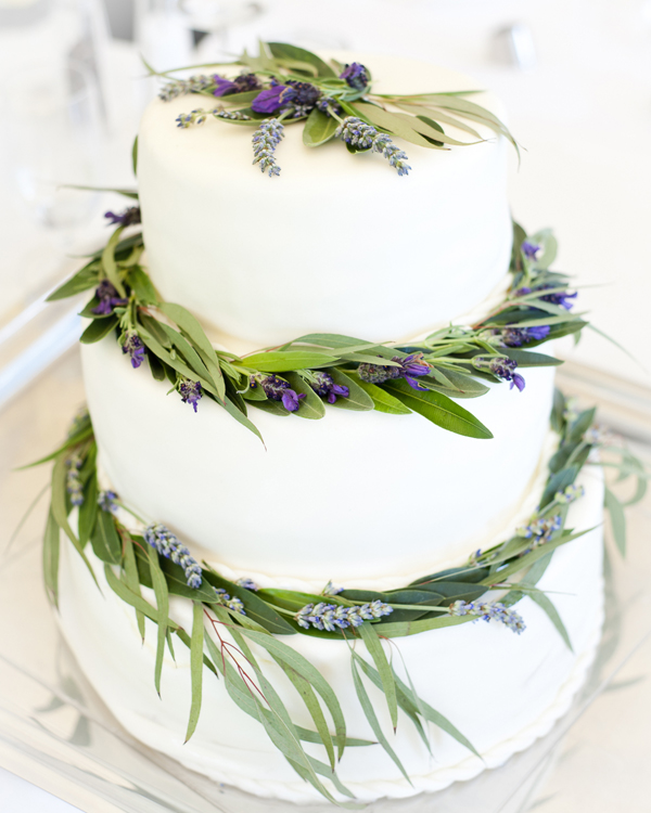 simple Wedding cake with greens